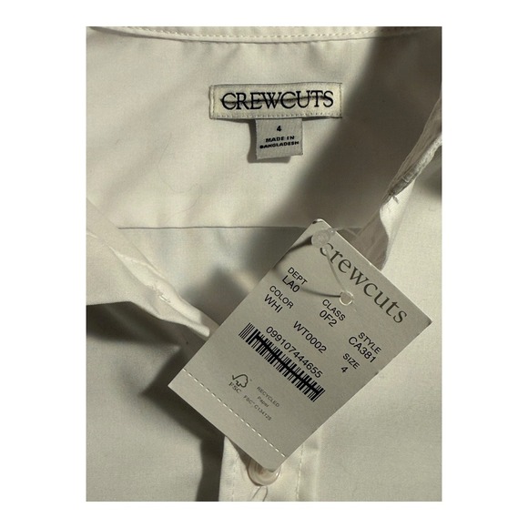 Crewcuts by J. Crew Boys'‎ Ludlow Premium Fine Cotton Dress Shirt Size 4 White - Picture 3 of 4